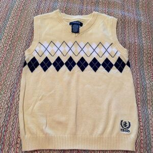Izod Childrens Yellow and Navy V-Neck Argyle Sweater Vest Size S (4)